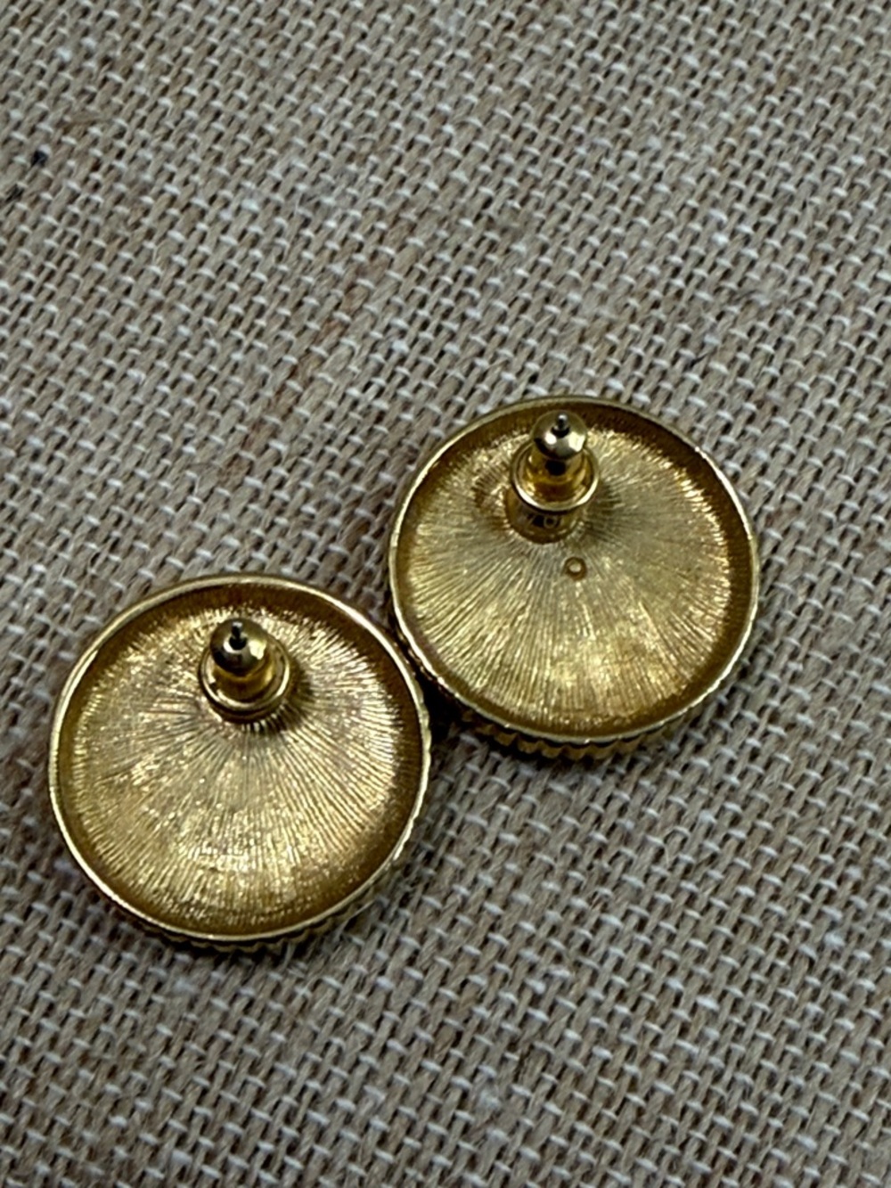 Monet Gold Medallion Profile Clip Earrings - Picture 3 of 4